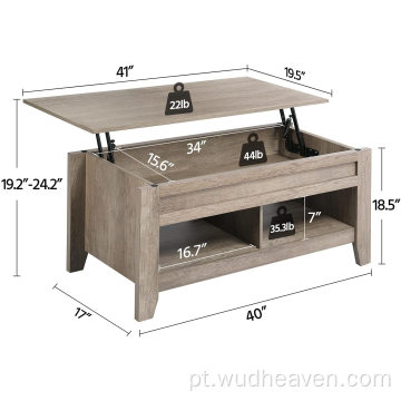 Mesa de centro superior com compartimento de armazenamento oculto